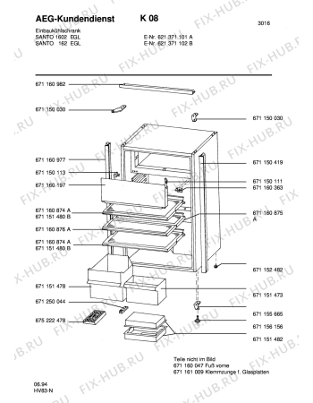 Взрыв-схема холодильника Aeg SAN1752 E - Схема узла Housing 001